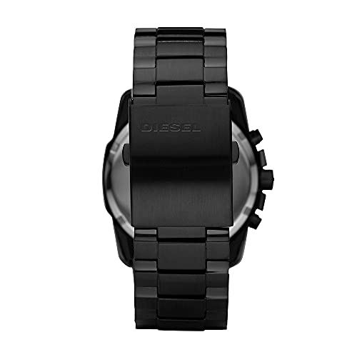 Diesel Watch for Men Master Chief Chrono, Three Hand Movement, 49 mm Black Stainless Steel Case with a Stainless Steel Strap, DZ4180