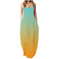 HAOLEI Maxi Dresses for Women Plus Size Loose Baggy Tie Dye Dress Sleeveless Spaghetti Strap Sundress Summer V Neck Long Dresses Beach Casual Elegant Gradient Print Dress with Pockets UK Clearance