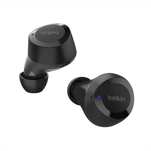 Belkin SoundForm Bolt True Wireless Earbuds, Wireless earphones with up to 28H of battery life and Mono Mode, IPX4 sweat and water resistance, Bluetooth headphones with mic for iPhone, Galaxy and more