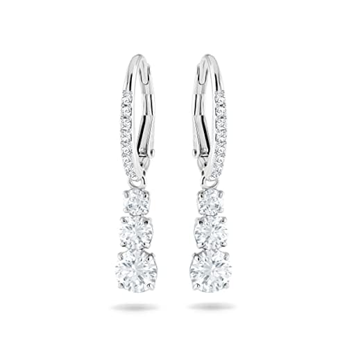 Swarovski Attract Trilogy earrings, White, Rhodium plated