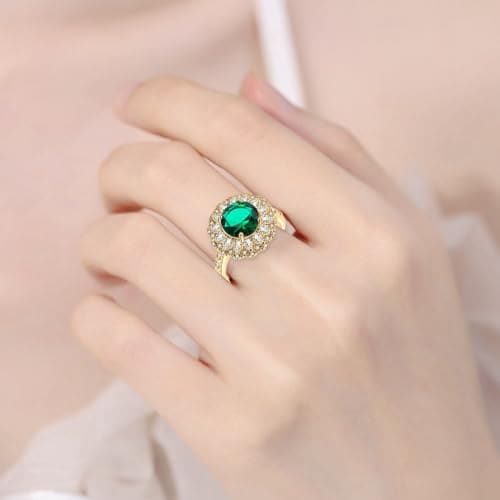 Simulated Maldivian Blue Green Moissanite Diamond Ring for Women Sparkling Luxury Style Simple and Versatile Ring FVL427, 1.6cm, Copper