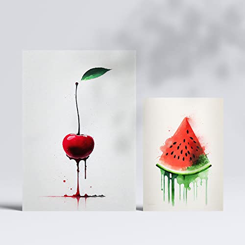 Nacnic Red Fruits Posters. Prints of Fruits, Vegetables and Healthy Food in Watercolour Art Style over Pure White Backgrounds. Aesthetic Illustrations for Interior Design and Decoration. A4 & A3.