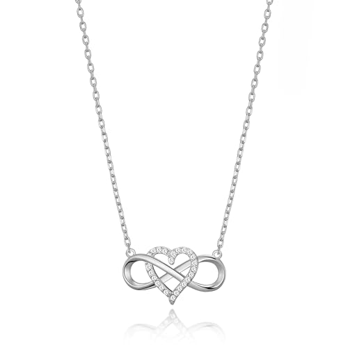 Philip Jones Silver Plated Infinity Heart Necklace Created with Zircondia® Crystals