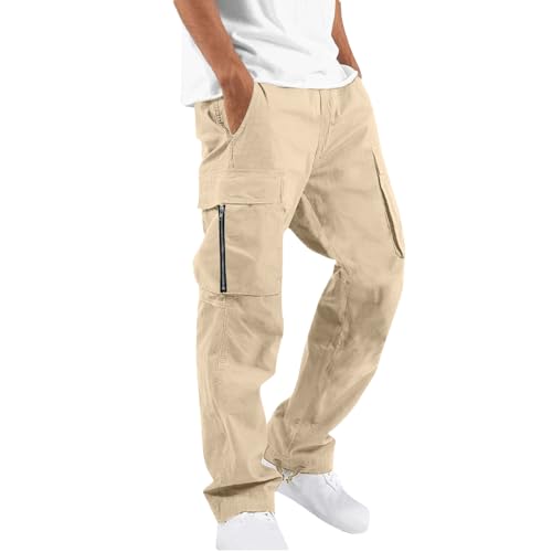 Slim Fit Chino Prime Combats for Men UK Mens Slim Trousers Mens Summer Trousers Elastic Waist Mens Cuffed Cargo Work Trousers Mens Linen Drawstring Trousers Cargo Chinos Men Prime