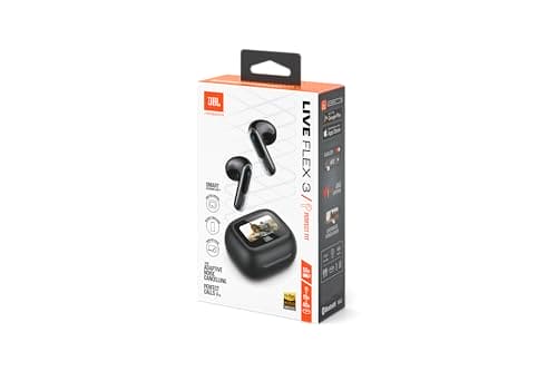 JBL Live Flex 3, Wireless Earbud Headphones with Bluetooth, 50h Battery Life, True Adaptive Noise Cancelling and High-Resolution Signature Sound, IP54 Waterproof, Open-Back Stick Design, Black