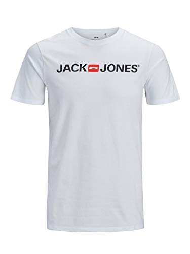 JACK & JONES Men's T-Shirt, King Size Short Sleeve Crew Neck Cotton Tee - Big & Tall Premium Quality Designer Top for Men - Comfort Fit (L-6XL) White