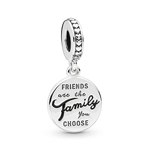 Pandora Moments Women's Sterling Silver Friends are Family Dangle Charm for Bracelet, With Gift Box