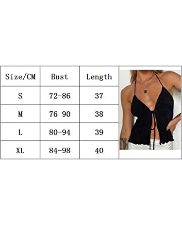 Womens Y2K Halter Neck Crop Tops Summer V-Neck Vest Tops Spaghetti Strap Tie Up Backless Tank Tops E-Girl Streetwear (Ruched White, M)