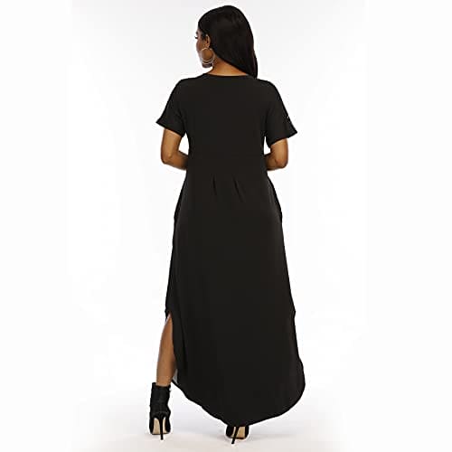 Women's Long Sleeve Casual Swing Simple T-Shirt Loose Dress Black Girl African American Girl Dresses M