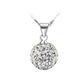 Beautiful 925 Womens Crystal solid Silver Disco Ball Friendship NECKLACE AND STUD EARRING SET 10mm