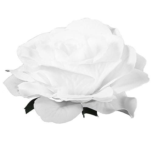 White Flower Hair Clip Rose Hair Clip Hair Clip Comb Rose Flower Brooch 2 in 1 Flamenco Dancer Pin Up Flower Brooch for Wedding Party(White)