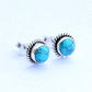 Turquoise Stone Stud Post Earrings, 925 Sterling Silver Gemstone Earring 6 MM Round Girl Women Gift