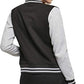 Build Your Brand Women's Ladies Sweat College Jacket Varsity, Black/Grey, XS