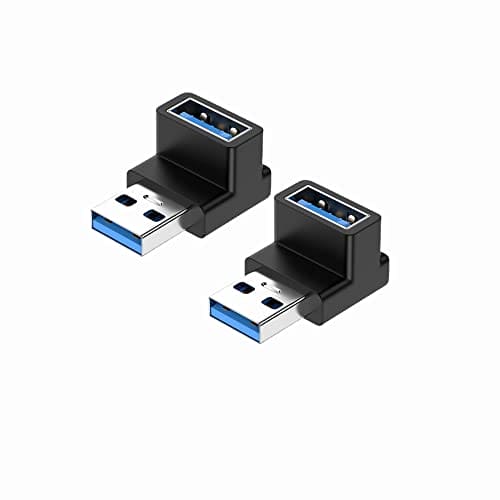 USB3.1 90 Degree Adapter, USB 3.1 Male to Female Right Angle Extension Adapter, USB A to A Adapter for Hard Drive, keyboard, Laptop, 2 Pack Angle Connector (USB 3.1 Right Angle)