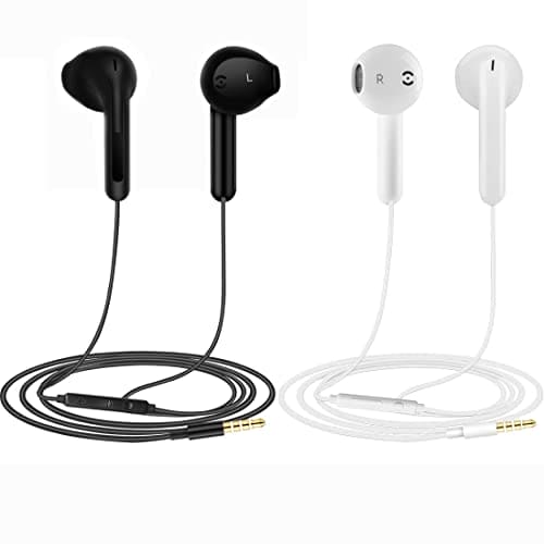 2 Pack Earphones, In-Ear Headphones Wired Earbuds, Noise Isolating Headset With Microphone, Compatible with Phone Pad Samsung HuaWei MP3 Players Smartphones and Laptops