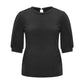 P-163 Black Ladies Relaxed Fit Tshirts Crew Neck Tee Tops for Women Short 1/2 Sleeve Casual Plain Fall Summer Tee Shirt Button 2024 Clothing Trendy XF 4XL