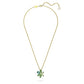 Swarovski Gema Floral Pendant Necklace, Green Petal and Round-Cut Crystals and Gold-Tone Plated, from the Gema Collection