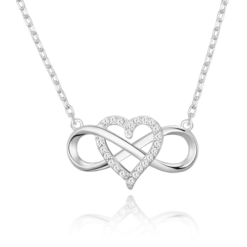 Philip Jones Silver Plated Infinity Heart Necklace Created with Zircondia® Crystals