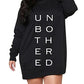 SAMACHICA Sweatshirt Dress Women Pullover Hoodie Dresses Long Sleeve Casual Hooded Tunic Tops Letter Black 3X