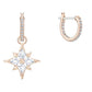 Swarovski Symbolic hoop earrings, Star, White, Rose gold-tone plated