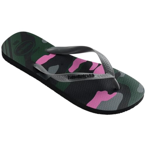 Havaianas Unisex Top Camo Sandal - Bold Print Flip Flops - Black, 9/10W - 8M