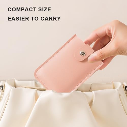 ASIEIT Wallet Multi-Card Slots Pull Out Card Holder Ultra-Thin Card Holder with Press Button Minimalist for Money Cards (Pink)