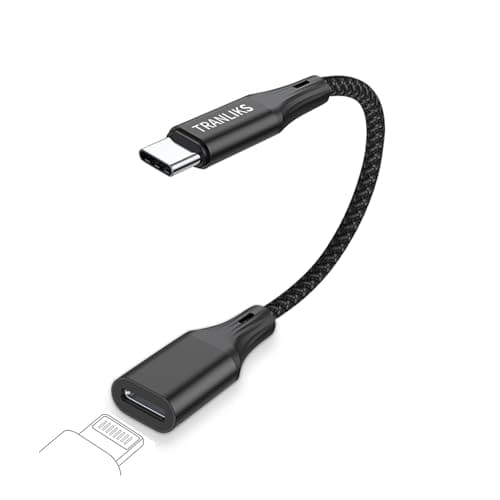 TRANLIKS USB C to Lightning Female Adapters 60W PD Fast Charging and Data Transfer for 15/15 Pro/15 Plus/15 Pro Max-BLACK