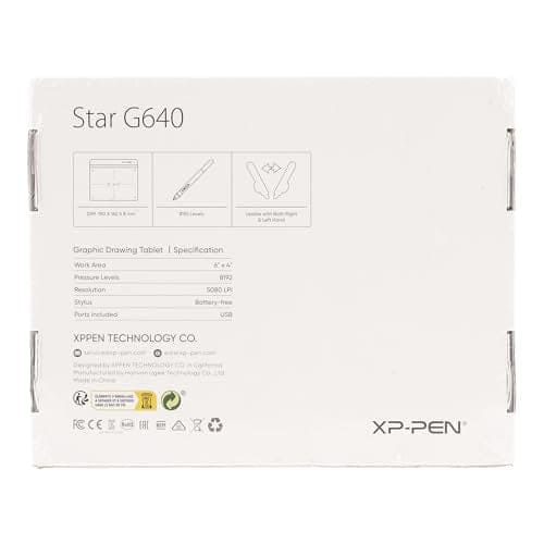 XP-PEN Star G640 Drawing Tablet 6x4 inch Digital Art Tablet with 8192 Graphics Battery-free stylus for Graphics Design, Business Signature, OSU!