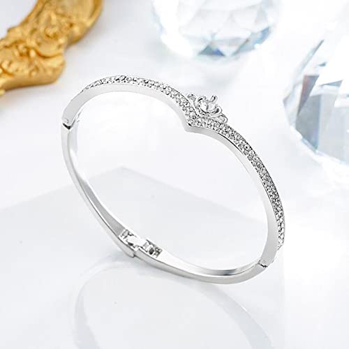 Warehouse Deals Clearance Cuff Bracelet for Women, Fashion Chunky Gold Plated Bracelet Europe Heart Shape Diamond Encrusted Crown Friendship Bangle Bracelet Deals of the Day