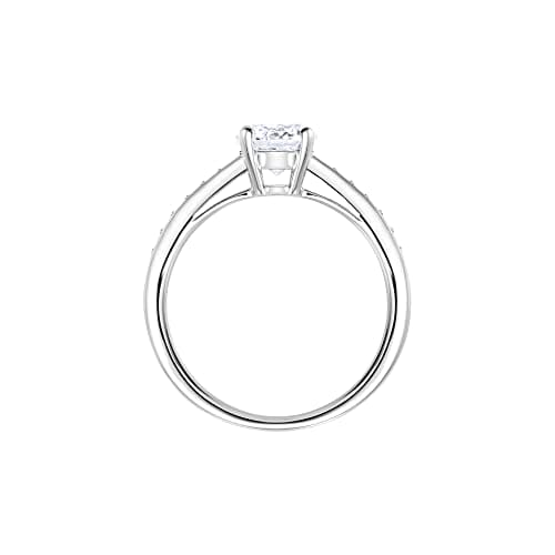 Swarovski Attract ring, Round cut, Pavé, White, Rhodium plated