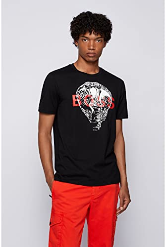 BOSS Mens TDraw Regular-fit T-Shirt in Cotton with Animal Artwork Black