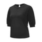 P-163 Black Ladies Relaxed Fit Tshirts Crew Neck Tee Tops for Women Short 1/2 Sleeve Casual Plain Fall Summer Tee Shirt Button 2024 Clothing Trendy XF 4XL