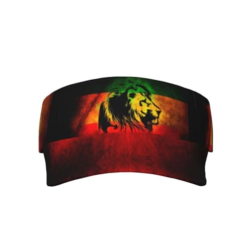 Rasta Lion Jamaican Reggae Love Sport Sun Visor Adjustable Sun Hat Empty Top Baseball Cap Uv Protection Sun for Men and Women