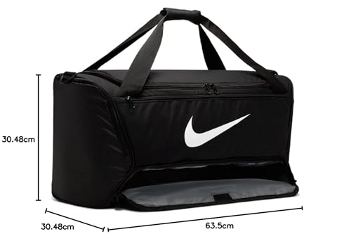 Nike Brasilia Duffel Bag - Black/Black/White, One Size