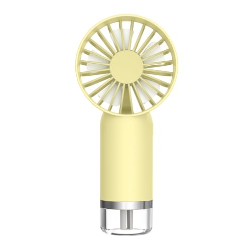 Handheld Spray Fan, Mini Ice Handheld Fan, Quiet and Low Noise, Three Speed Levels, 1 Piece EjR190 (Yellow, A)