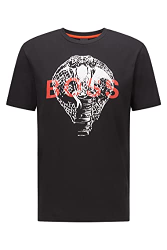 BOSS Mens TDraw Regular-fit T-Shirt in Cotton with Animal Artwork Black