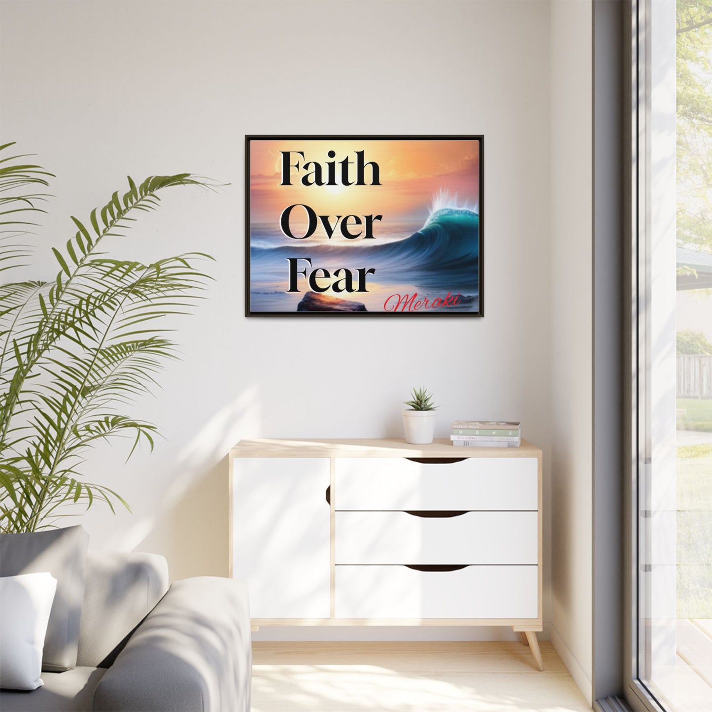 Faith over fear Matte Canvas, Framed (Multi-color) by Meraki  studio