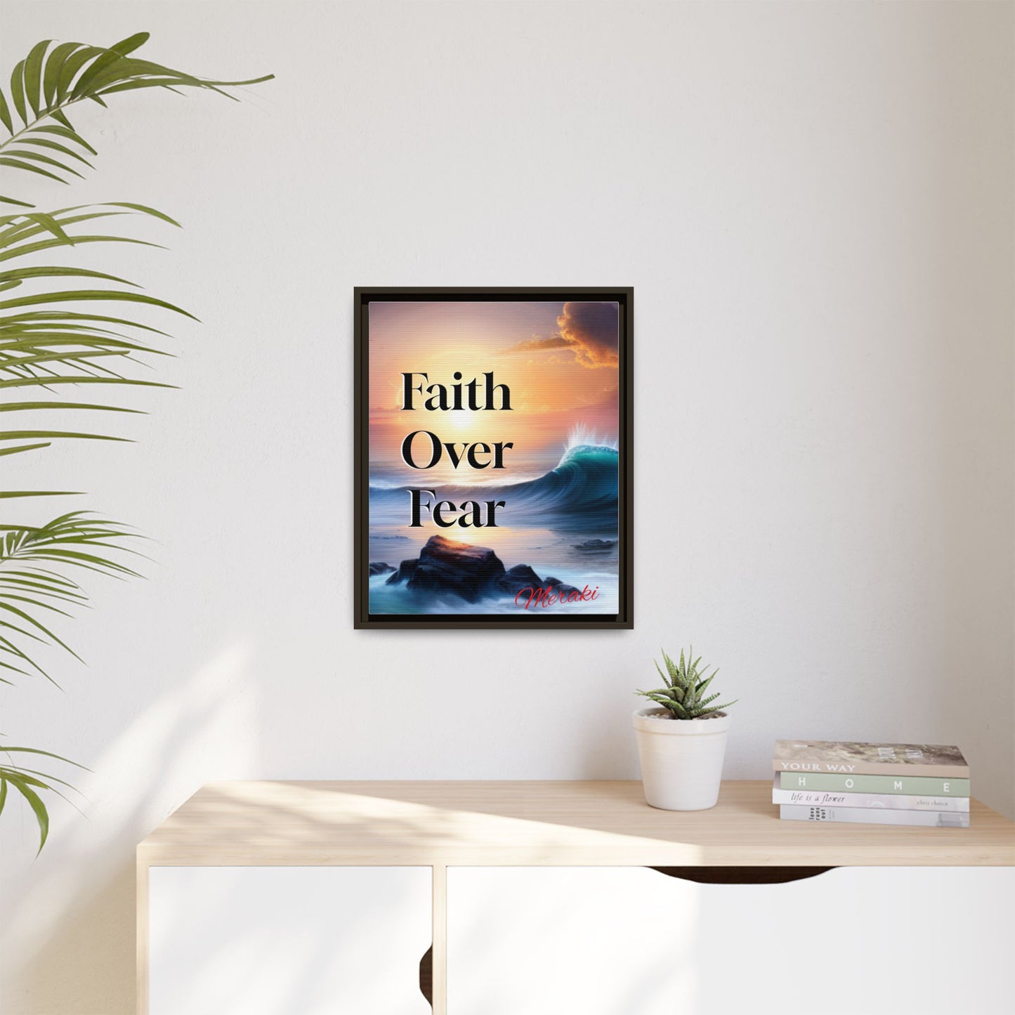 Faith over fear Matte Canvas, Framed (Multi-color) by Meraki  studio