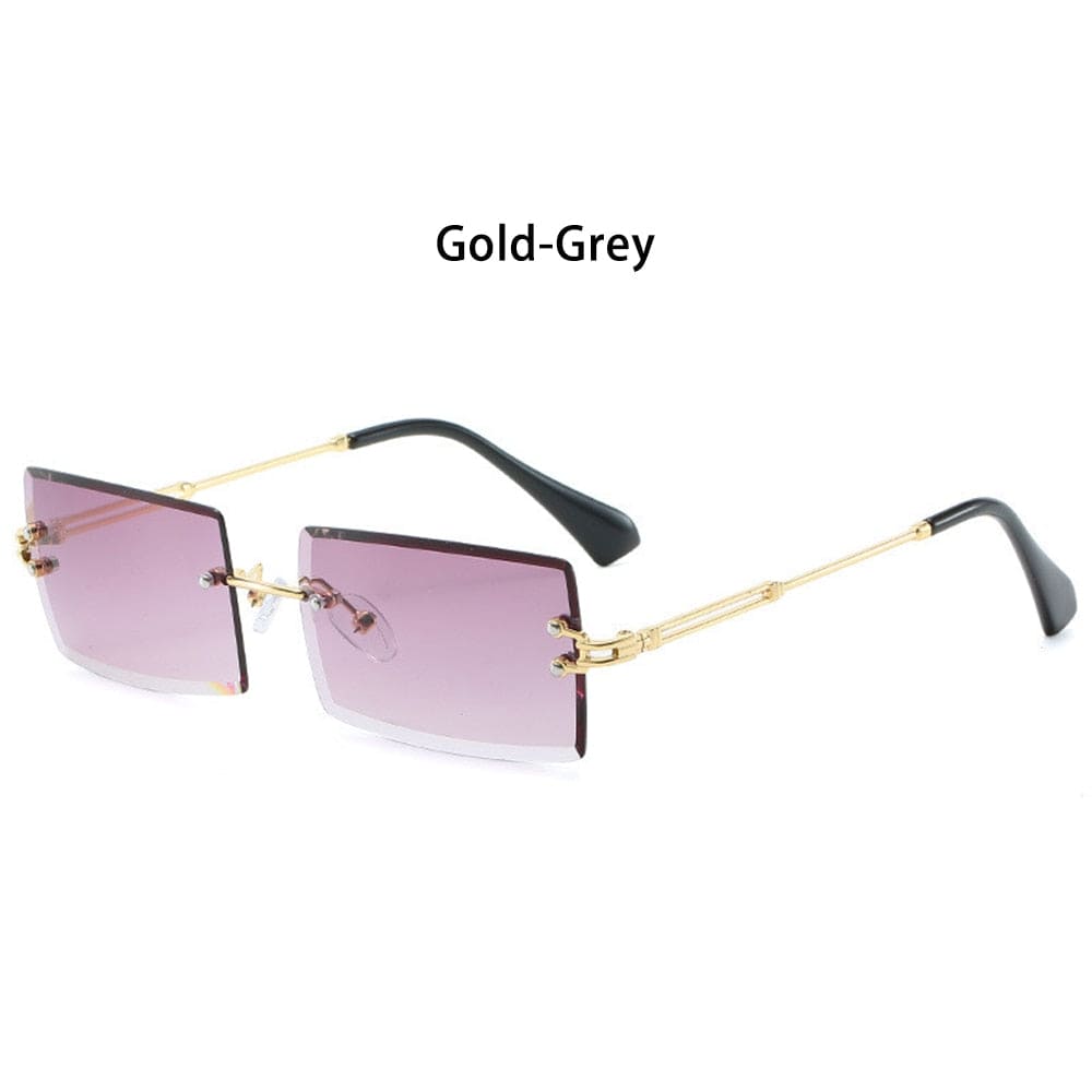 Trendy Men Women Summer Rimless Sunglasses Fashion Small Rectangle Sun Glasses Traveling Style UV400 Shades Eyewear