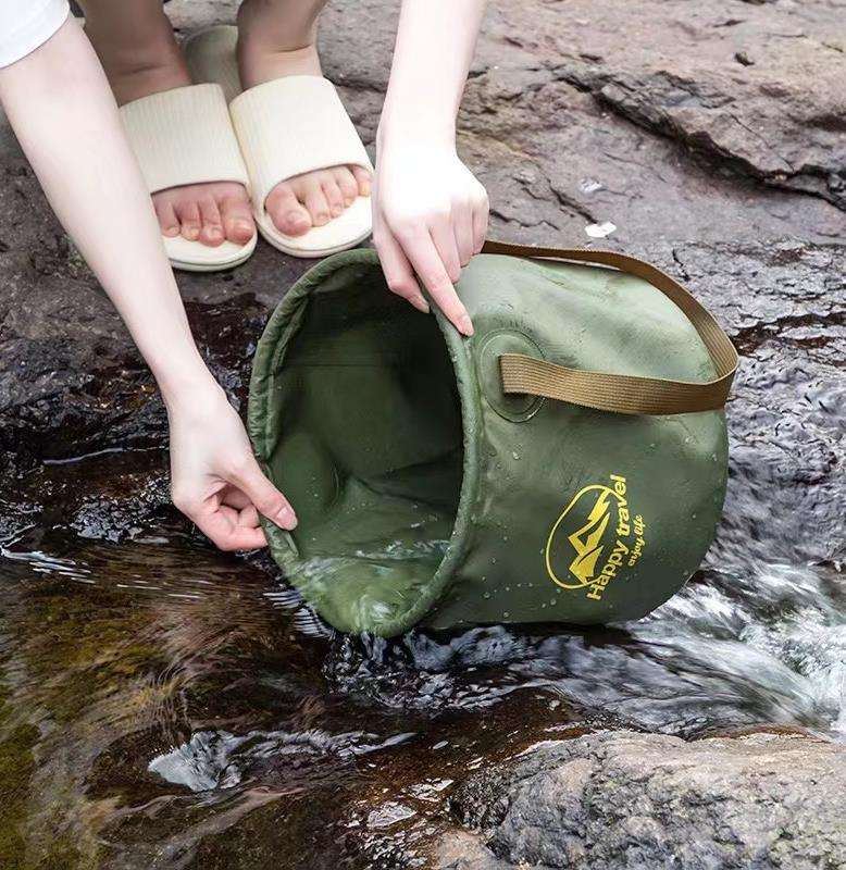 Hot sale Tarpaulin Cloth Foldable Bucket Collapsible Water Container Men Travelling Camping Fishing Bag