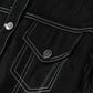 Women Denim Jacket Turtleneck PU Belt Single Breasted Black Plush Long Sleeve Short Coat