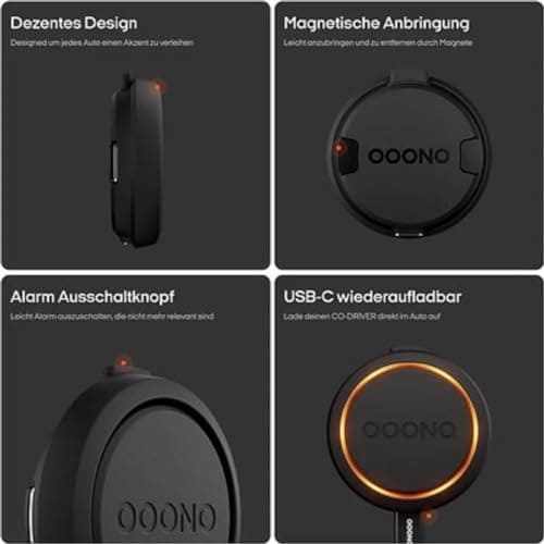 OOONO CO-DRIVER NO2 [NEW MODEL 2024] - Optimised Traffic Safety Alarm - Warns of Speed Cameras and Road Hazards - Rechargeable - LED Indicator - CarPlay & Android Auto Compatible