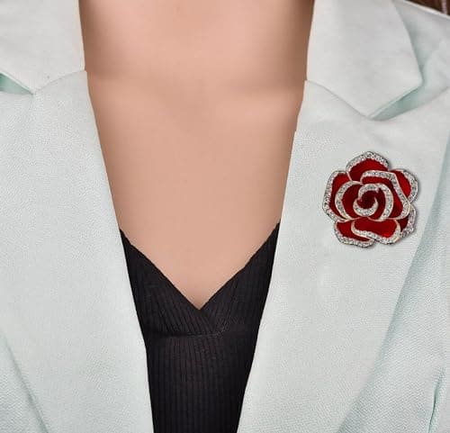 GFM® Rose Brooch - Birthday Valentine's Day Mothers day Christmas -A-Red-(Brch-ROSE-A-VLLSN)