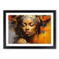 African Woman Abstract - Framed Wall Art Print - Ready to Hang Picture - Modern Art for Living Room Bedroom Kitchen Home - Black A4 (27 x 36 cm)