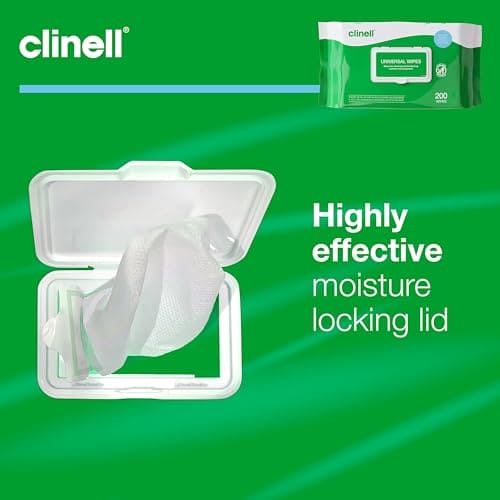 Clinell Universal Cleaning and Disinfectant Wipes for Surfaces - Pack of 200 Wipes - Multi Purpose Wipes, Kills 99.99% of Germs, Quick Action - 275mm x 200mm