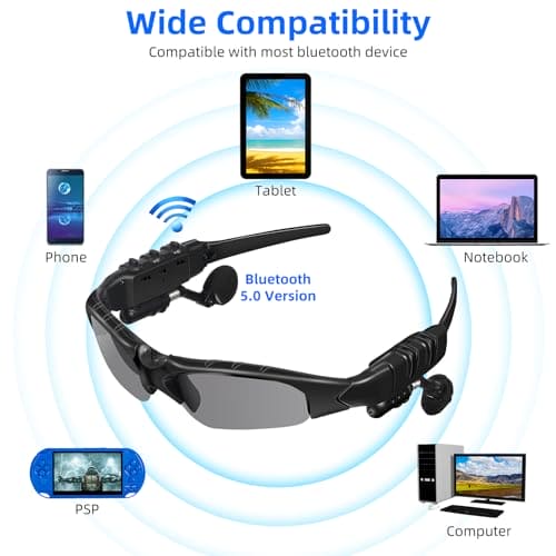 Wireless Bluetooth Headset with Sports Polarized Sunglasses Bluetooth Sunglasses MenSport Sunglasses Music Sunglasses Bluetooth Glasses Headphone Built-in Mic for Fishing & Outdoor Cycling Running