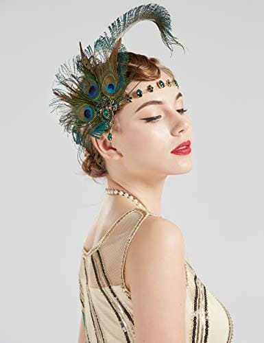 Coucoland 1920s Flapper Headband (Peacock)(Size: One Size)