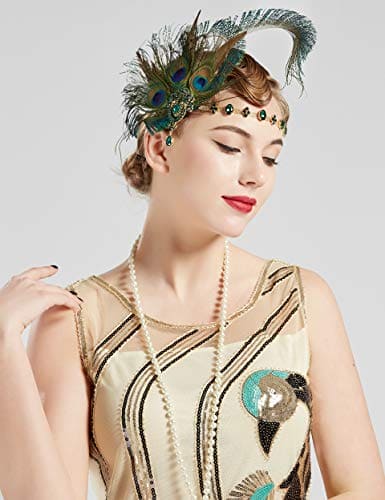 Coucoland 1920s Flapper Headband (Peacock)(Size: One Size)