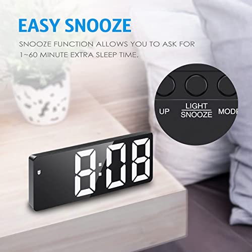 Criacr Digital Alarm Clock Bedside with 6.5" Large Display, Type-C/Battery Powered Alarm Clock with Snooze, Date, Bedside Clock with 5 Levels Adjustable Brightness, DST Function, for Bedroom,Office