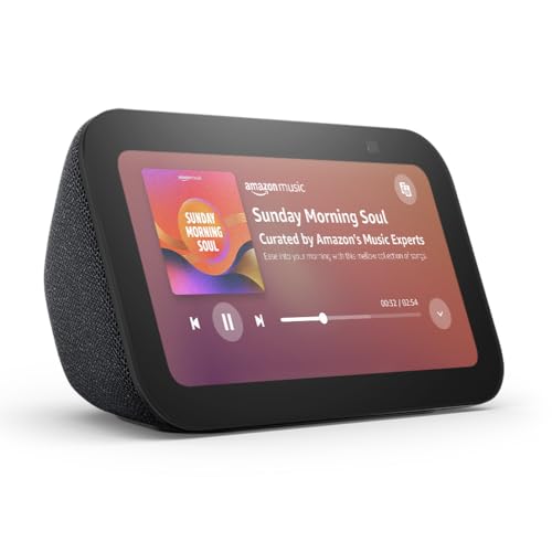 Echo Show 5 (Newest gen) | Smart display and alarm clock with clearer sound | Charcoal